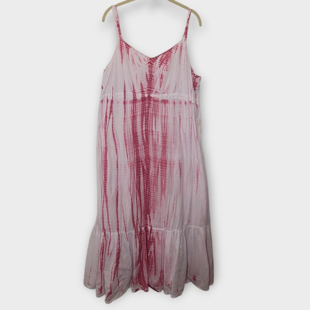 J. Jill Pink and White Tie-Dye Maxi Sundress